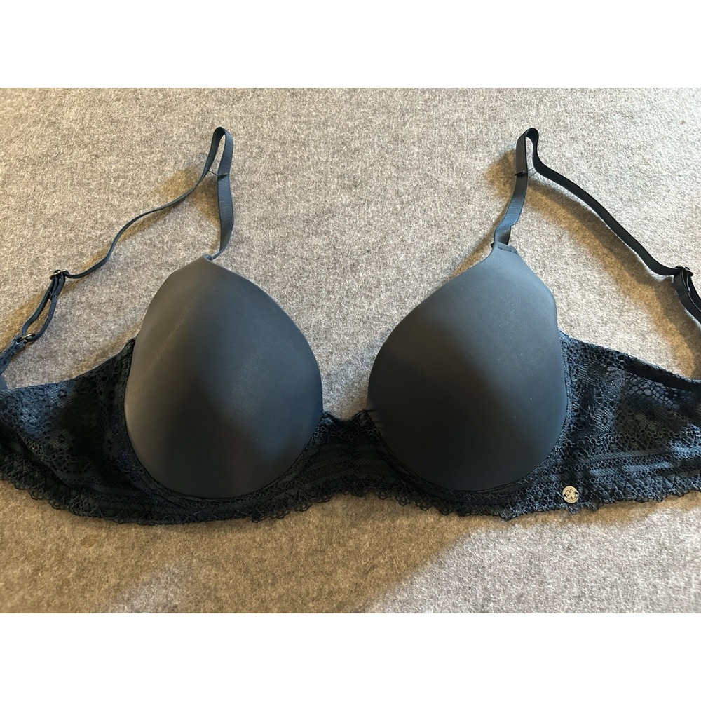 Lucky Brand Lacy Blue-Gray Lightly Lined Underwire Bra 34C, Comfort Support NWOT